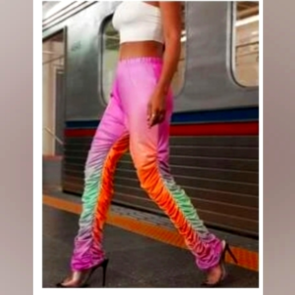Womens Colorblock Stacked Pants
